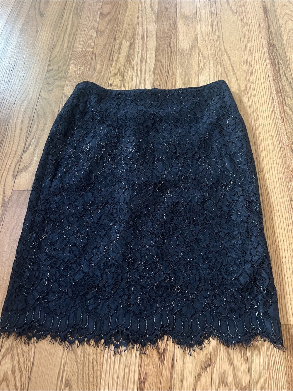 Black Lace with Gold Accents Pencil Skirt
